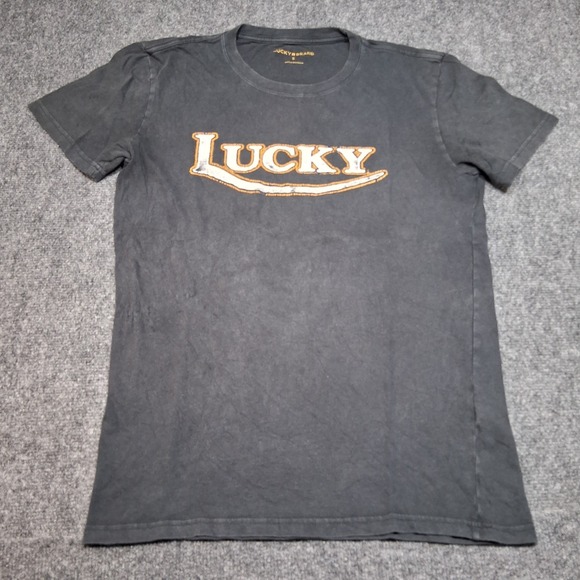 Lucky Brand Other - Lucky Brand VTG Mens Gray Charcol Short Sleeve Graphic T-Shirt Size Small Logo